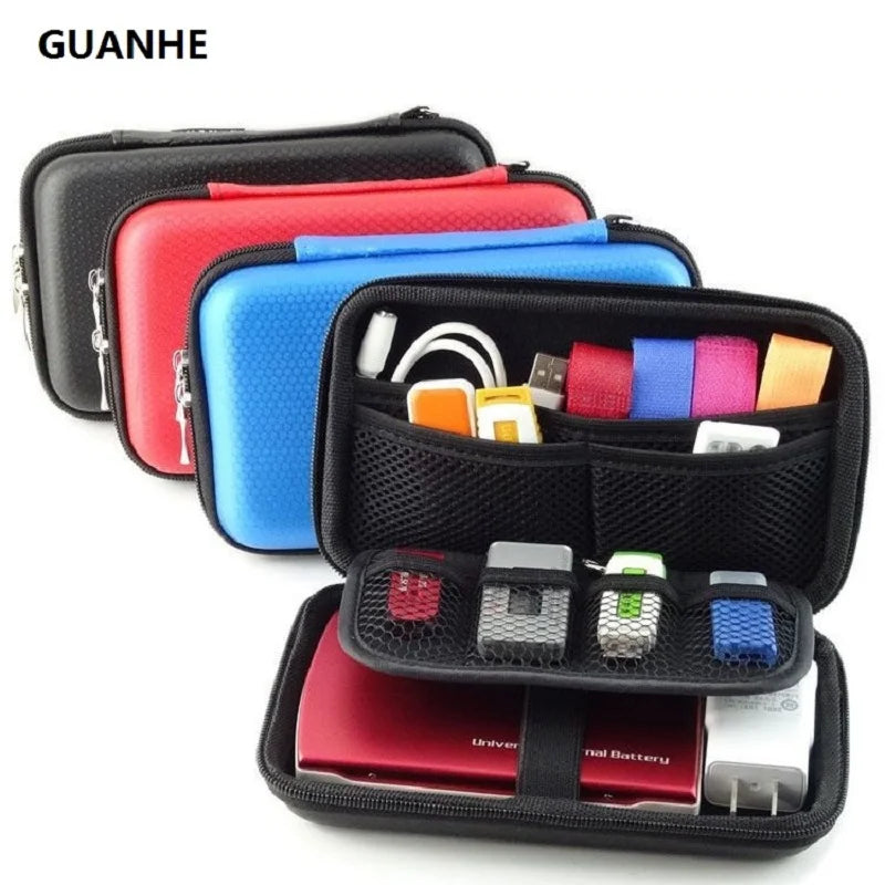 2.5 inch 3 Colors Large Cable Organizer Bag Carry Case HDD USB Flash Drive Memory Card Phone Power Bank 3DS Zpaxo