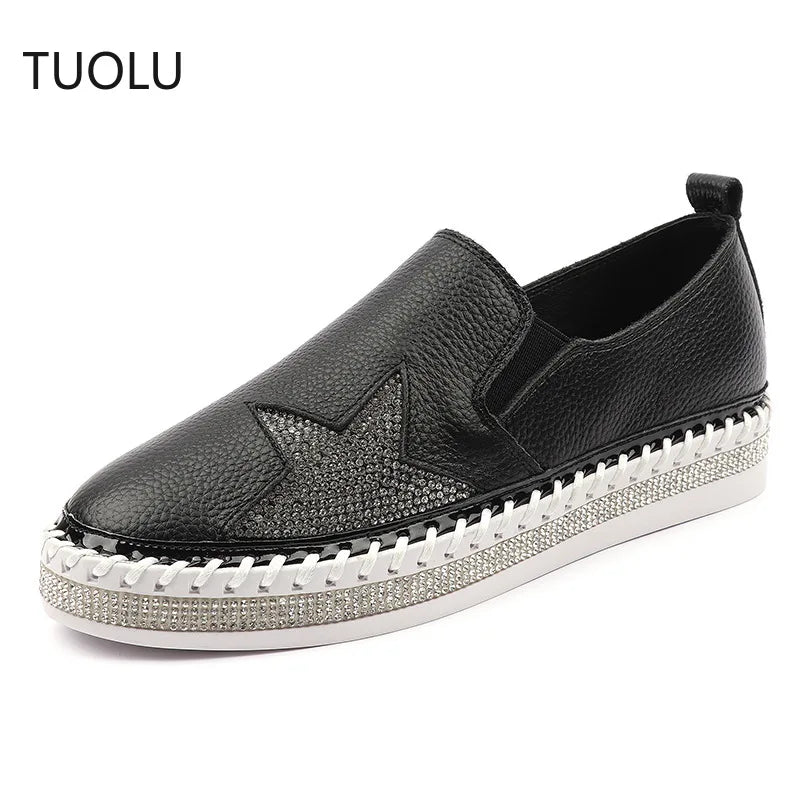 Flats Shoes Women 2021 New Autumn Loafers Flats Ladies Espadrilles Women Moccasins Ladies Bow Shoes Female Slip-on Creepers Zpaxo