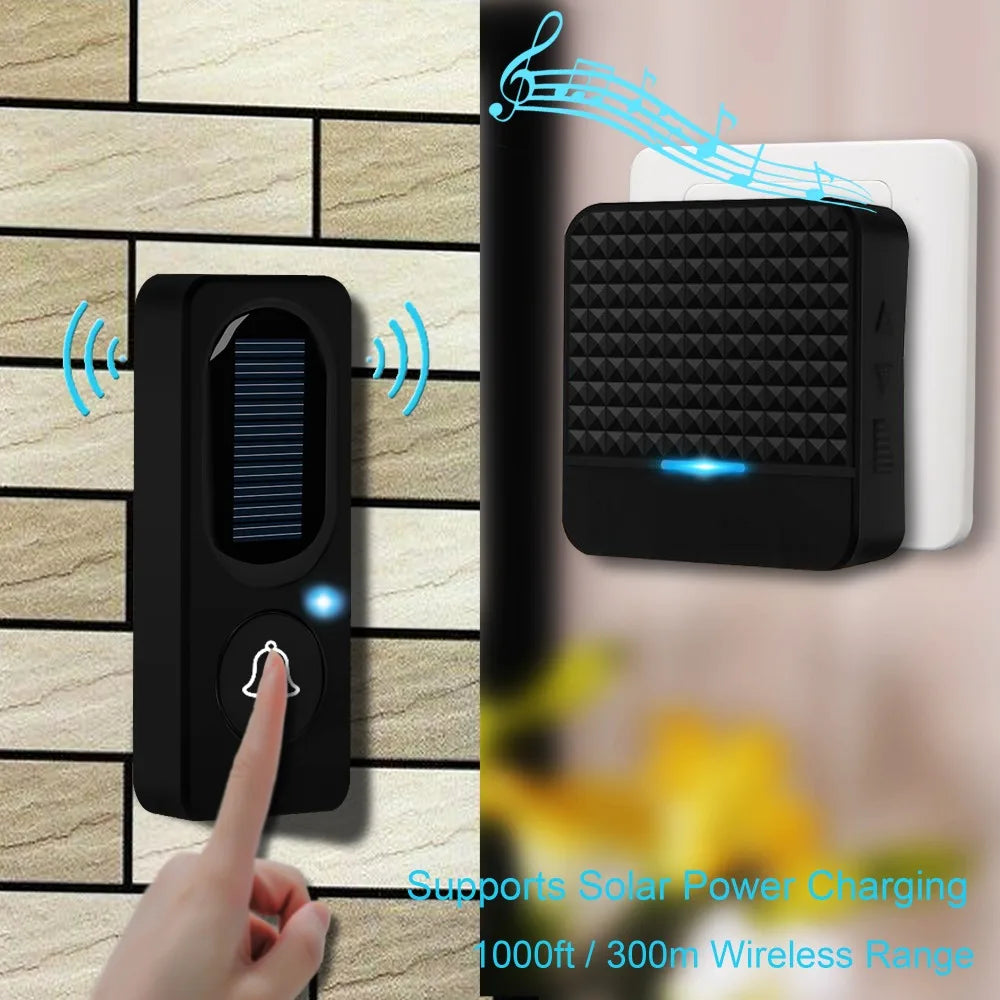 Outdoor Doorbell Solar Charging with Light Solar Wireless Doorbell Low Power Consumption Household IP65 Waterproof 300M Doorbell Zpaxo