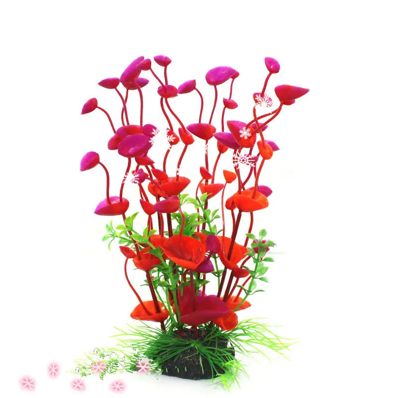 Purple Flower Artificial Fake Plastic Plant Aquarium Fish Tank