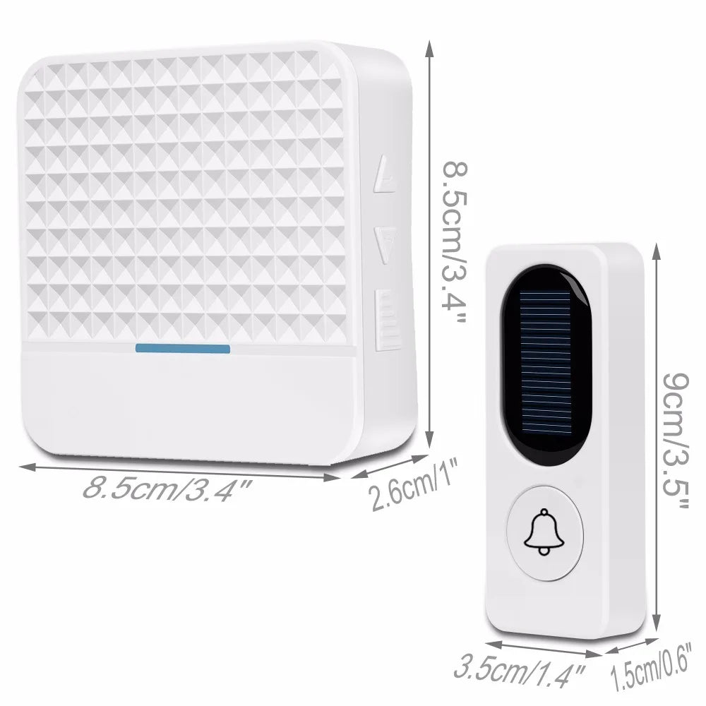 Solar Wireless Doorbell Low Power Home IP65 Waterproof 300M Door Bell Chime Outdoor Doorbells Zpaxo
