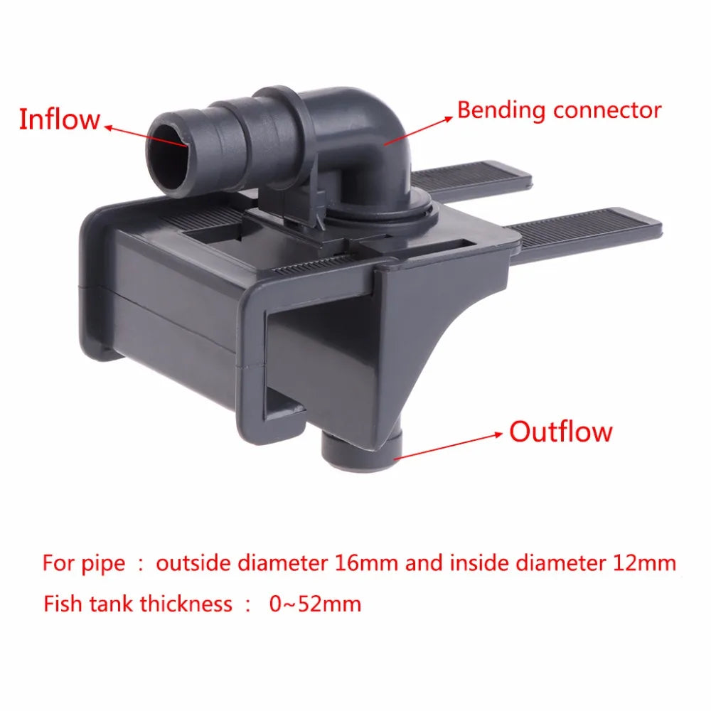 Aquarium Water Pipe Connector Fish Tank Mount Holder Inflow Outflow