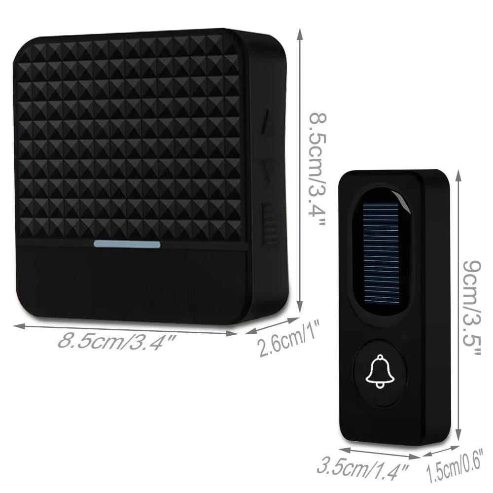 Wireless Solar Power Charging Doorbell Home Door Bell IP65 Waterproof 200-300M Bell Chime Outdoor Doorbell Zpaxo