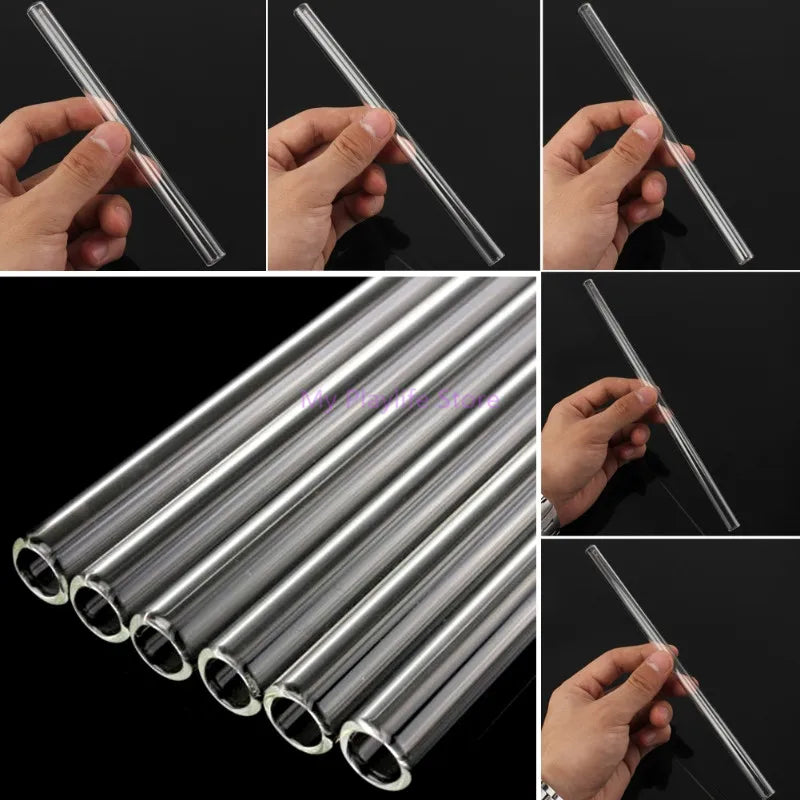 1Pc 6-12inch Reusable Wedding Birthday Party Supplies Clear Glass Drinking Straws Thick Straws Bar Accessories Zpaxo
