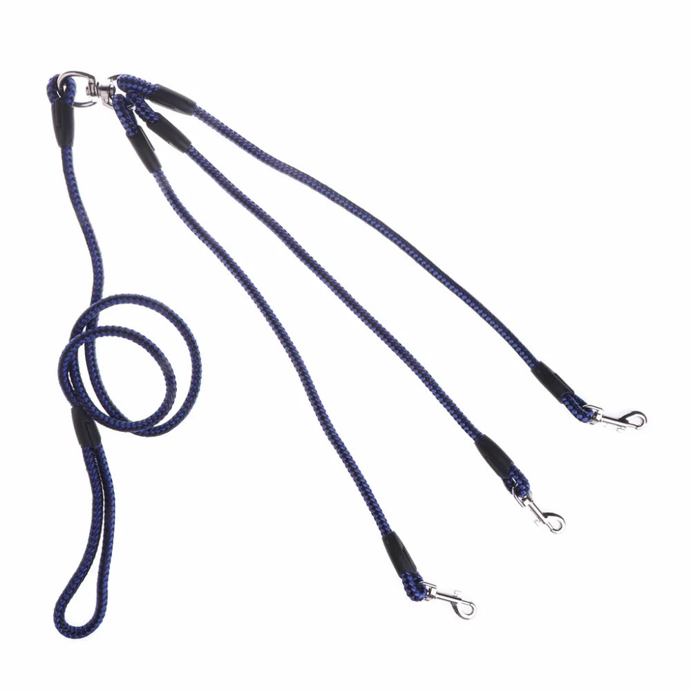 Heavy Duty Triple Pet Dogs Leash Coupler Lead Nylon Soft Handle