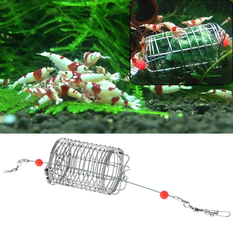 Aquarium Shrimp Small Bait Feeder Cage Dry Spinach Feeding Basket Stainless Steel Cage for Fish Floating Food Zpaxo Default Title