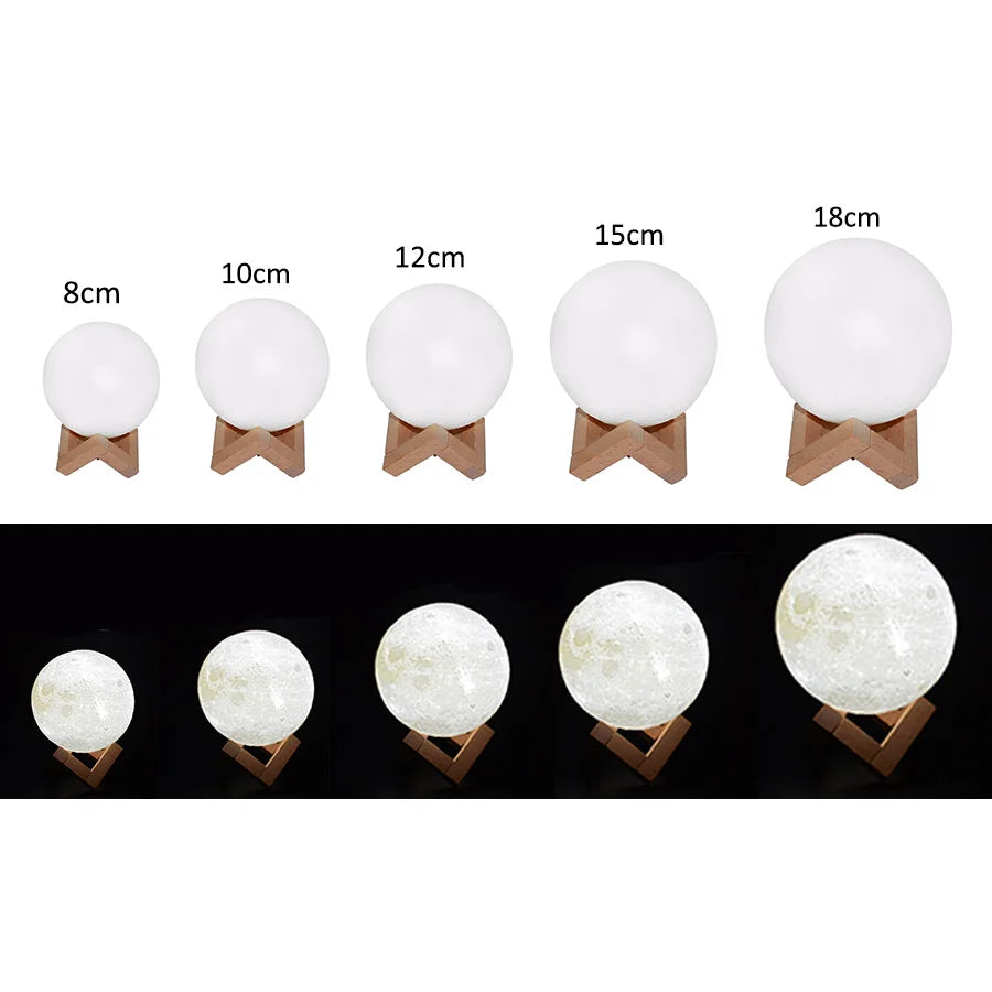 Dropship 3D Print Rechargeable Moon Lamp LED Night Light Creative Touch Switch Moon Light For Bedroom Decoration Birthday Gift Zpaxo