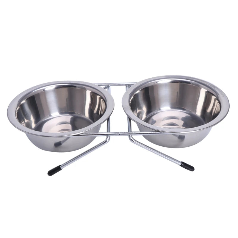 Dog Bowl Stainless Steel Double Pet Bowls Travel Water Food Feeding