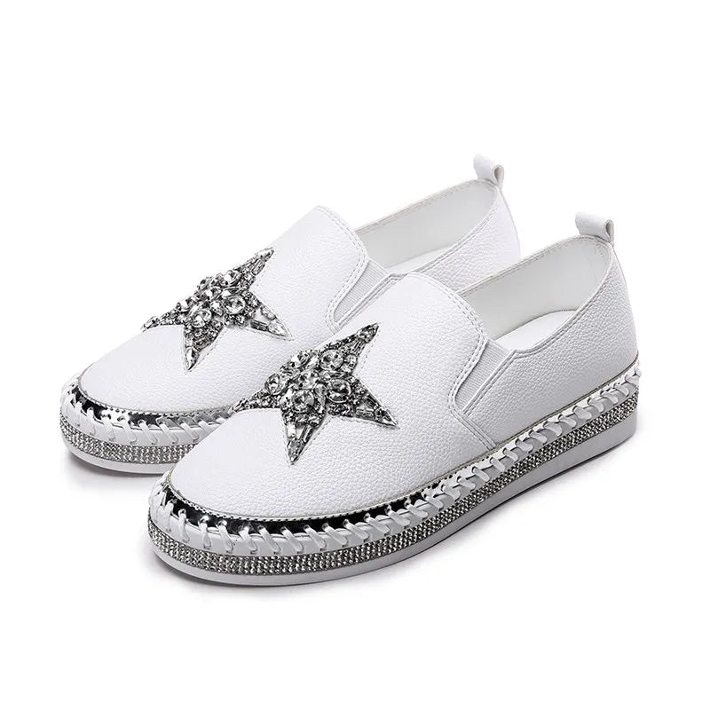 Winter Shoes women flat moccasins mixed colors bling crystal loafer slip-on embroider platform espadrilles new ladies shoes Zpaxo