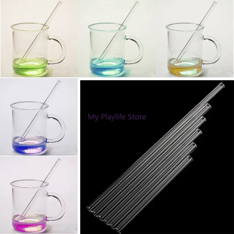 1Pc 6-12inch Reusable Wedding Birthday Party Supplies Clear Glass Drinking Straws Thick Straws Bar Accessories Zpaxo