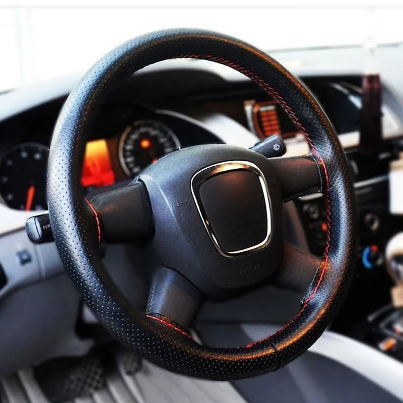 With Needles Thread Car Steering Wheel Cover DIY Leather Decoration Interior Caravan Trailer Truck Off Road 4x4 Auto Accessories Zpaxo