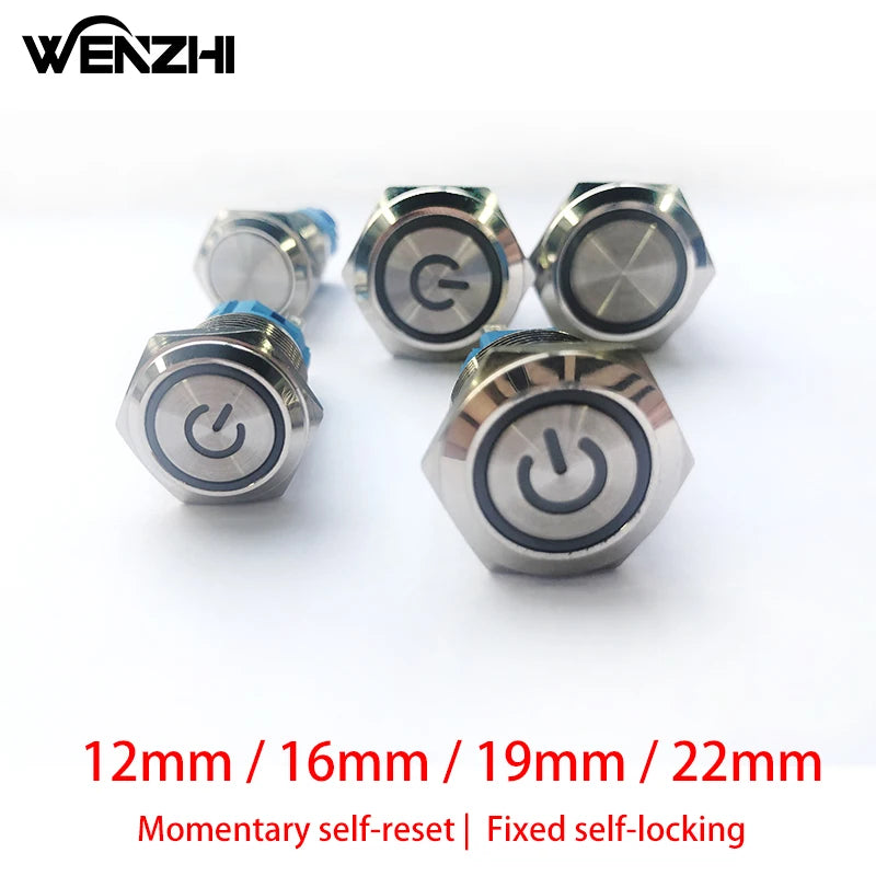 Push Button Start Stop Power Switch Metal LED Light 5 12 220 V MM Without Fixation Backlit Connected Electrical Outlets On Off Zpaxo