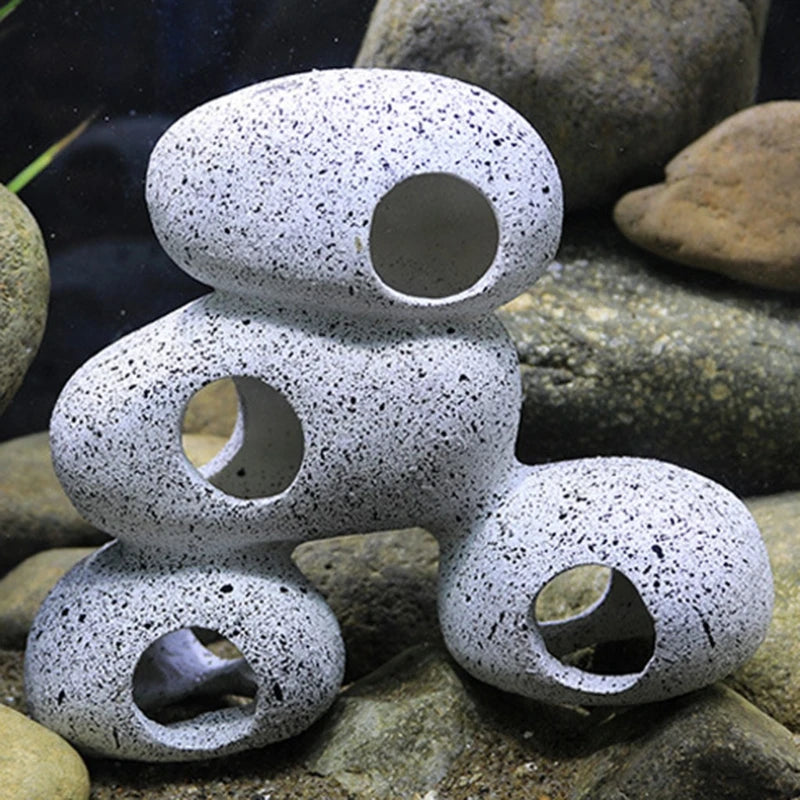 Aquarium Rock Cave Fish Tank Pond Hideaway for Shrimp Cichlid Hiding Breeding Spawning Hideout Decor Fish Tank Stone Ornament Zpaxo