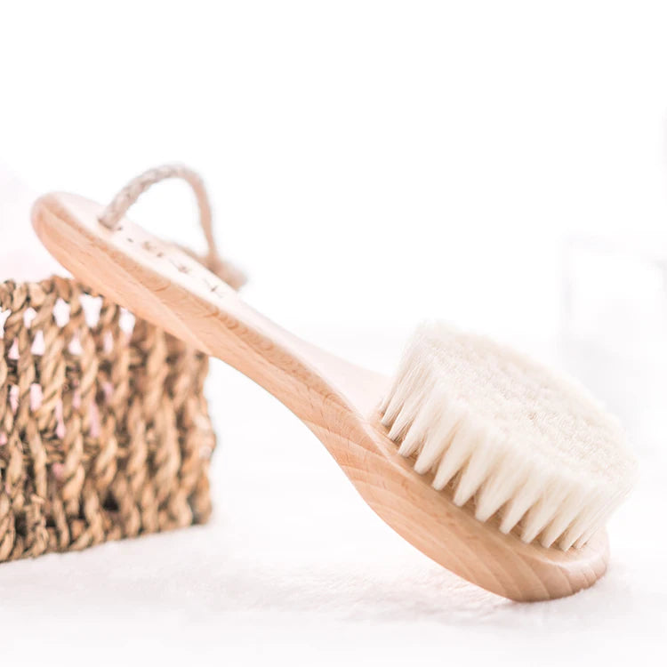 1PC Wholesale Natural Goat Bristle Round Wooden Hair Hrush Comb Improve Hairwool hair bathing brush Zpaxo natural color China Mainland
