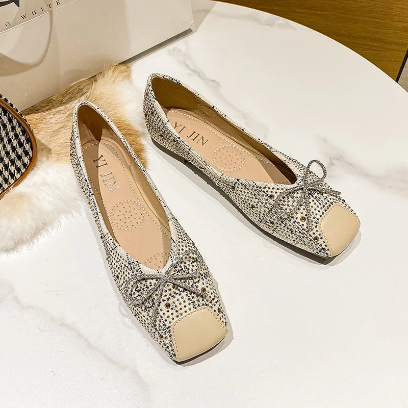 Flat Shoes Women 2021 New Spring and Autumn Pearl Fashion Pointed Casual Mujer Large Size Women's Shoes 41 42 43 Zpaxo Beige 37