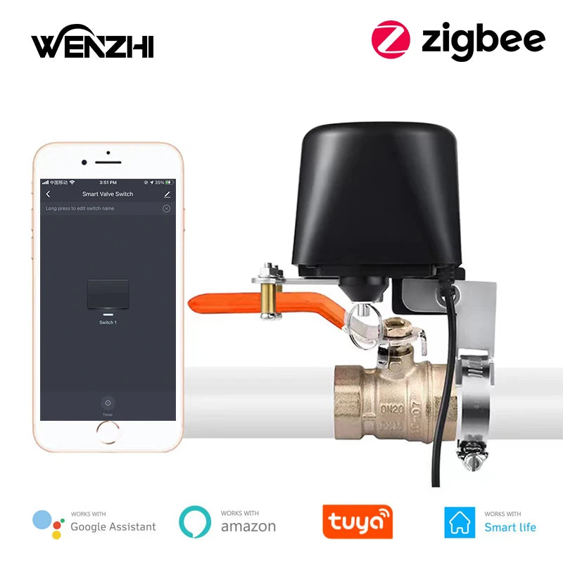 ZigBee Water/Gas Valve Remote Control System For Gate Plant Timer Garden Irrigation Tuya Smart Life Alexa Google Home Automatic Zpaxo UK Plug China Mainland