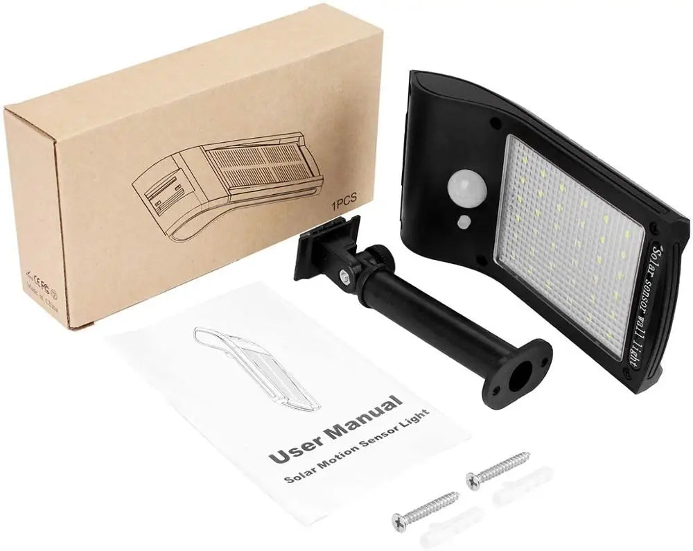LED Solar Light Outdoor PIR Motion Sensor Wall Light 180 Degree Adjustable Waterproof IP65 Yard Path Home Garden Solar Lamp Zpaxo 1 PACK