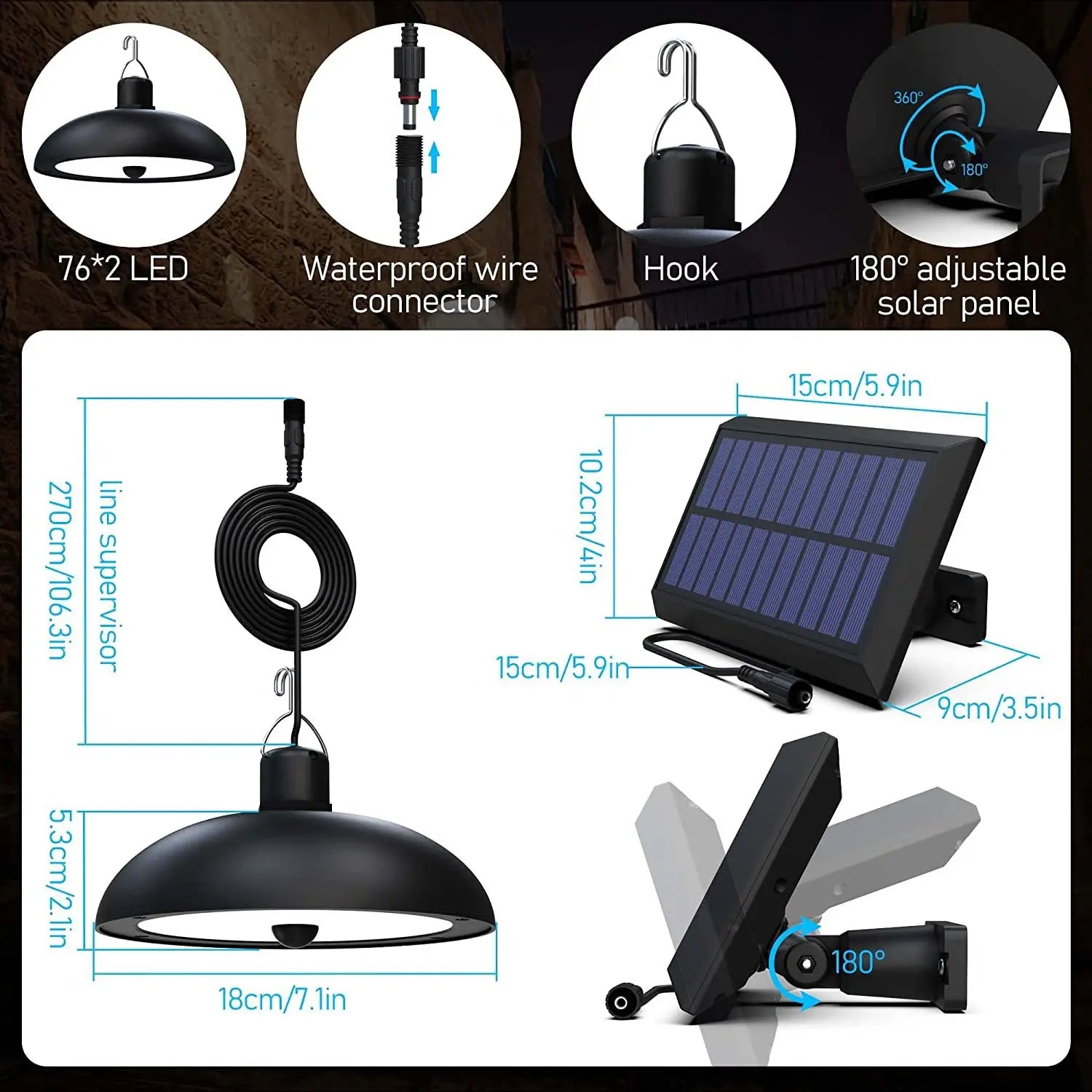 Double Head Solar Led Lamp Outdoors Garden 4 Modes Adjustable Zpaxo