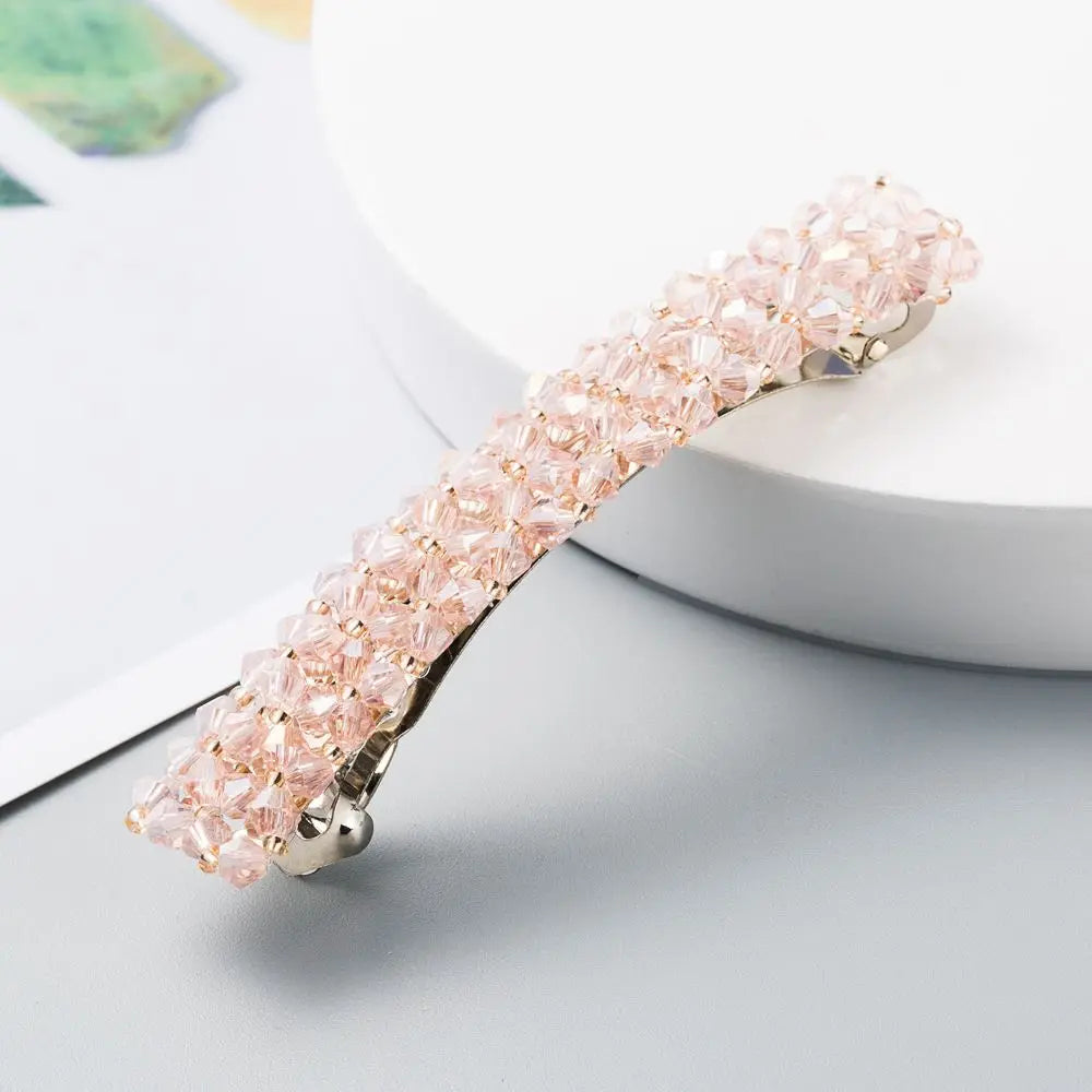 Fashion Elegant Crystal Diamond Hair Clips Women Girls Geometric Zpaxo pink