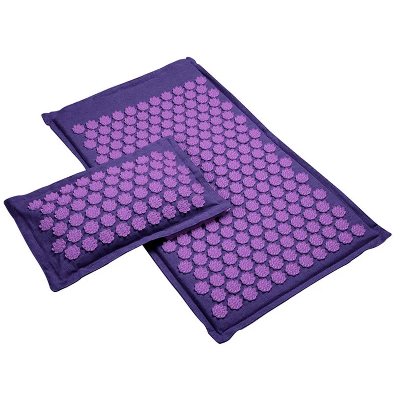 Lotus Spike Acupressure Mat Cushion Nature Linen Coconut Palm Back Neck Foot Massage Indoor Home Fitness Pillow Gym Mat Home Zpaxo 2pcs Purple purple