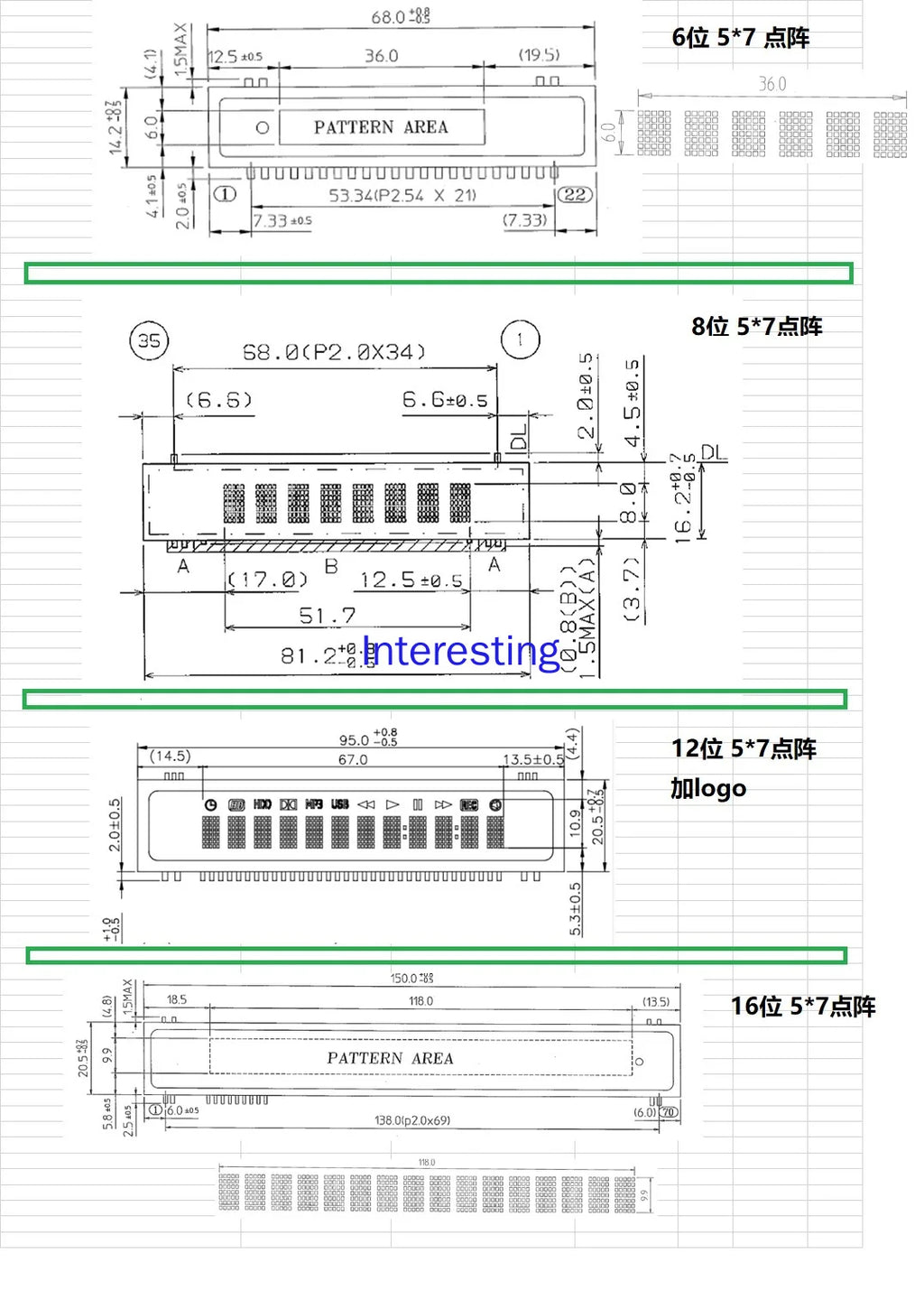 C51 STM32 VFD Display Module 8-bit Dot Matrix Display Module VFD Fluorescent Screen Serial Port Zpaxo