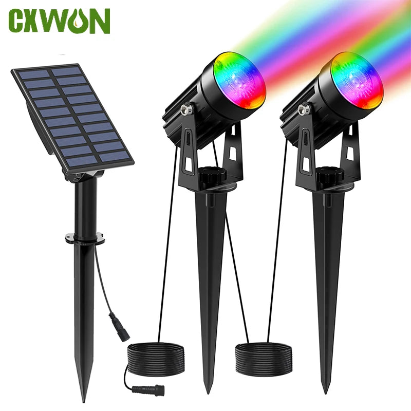 Solar LED Spotlighting Outdoor Waterproof Powered Path Lawn RGB Lamp Zpaxo