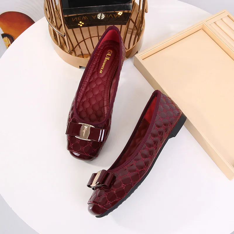 Women's Flat Shoes Spring Autumn New Square Toe Chain Comfortable Casual Square Toe Slip-On Female Shoes Large Size 36-42 Zpaxo