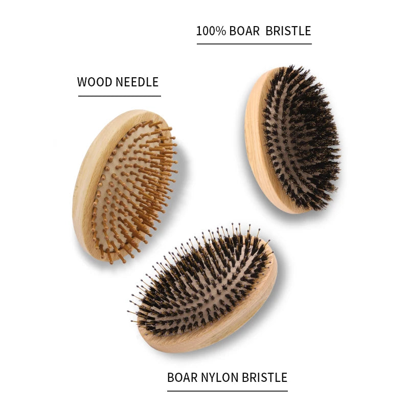 OAK Wood Hair Brush Wood Bristle Hair Brush Boar Bristle Hair Brush Vent Round Imperial Concubine Comb Single Piece Wood Brush Zpaxo