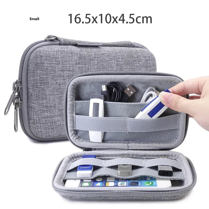 Hard shell bag Grey Travel Carrying Protective Case for USD Disk Key electronic device cable USB External Hard Disk Drive HDD Zpaxo