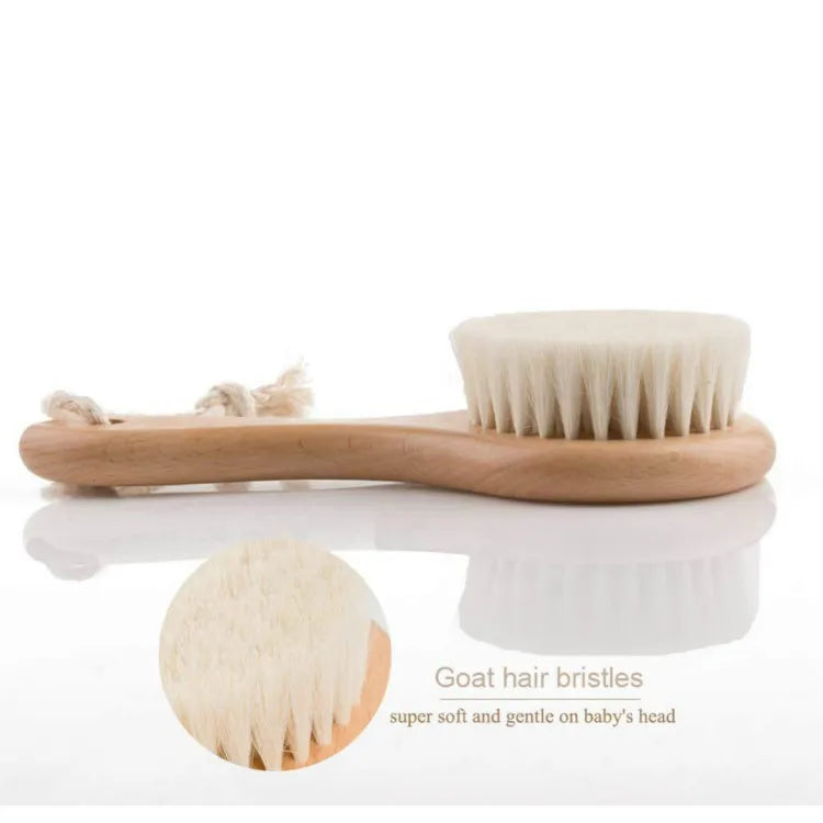 1PC Wholesale Natural Goat Bristle Round Wooden Hair Hrush Comb Improve Hairwool hair bathing brush Zpaxo