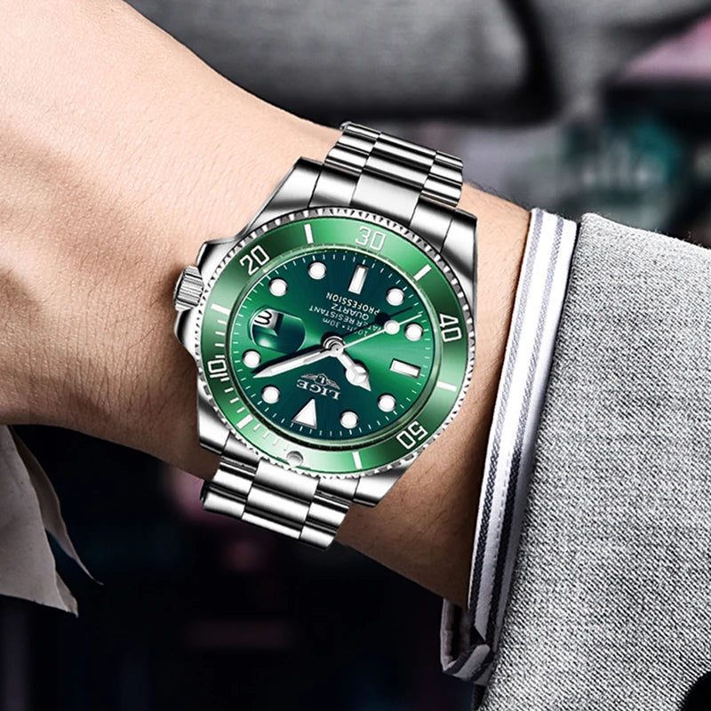 LIGE Top Brand Luxury Fashion Diver Watch Men 30ATM Waterproof Date Clock Sport Watches Mens Quartz Wristwatch Relogio Masculino Zpaxo