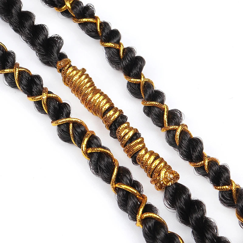 Dreadlock Braids Hair Accessories Silver Gold Braiding Hair Deco Styling Shimmer Stretchable African Braid Braided Elastic Cord Zpaxo