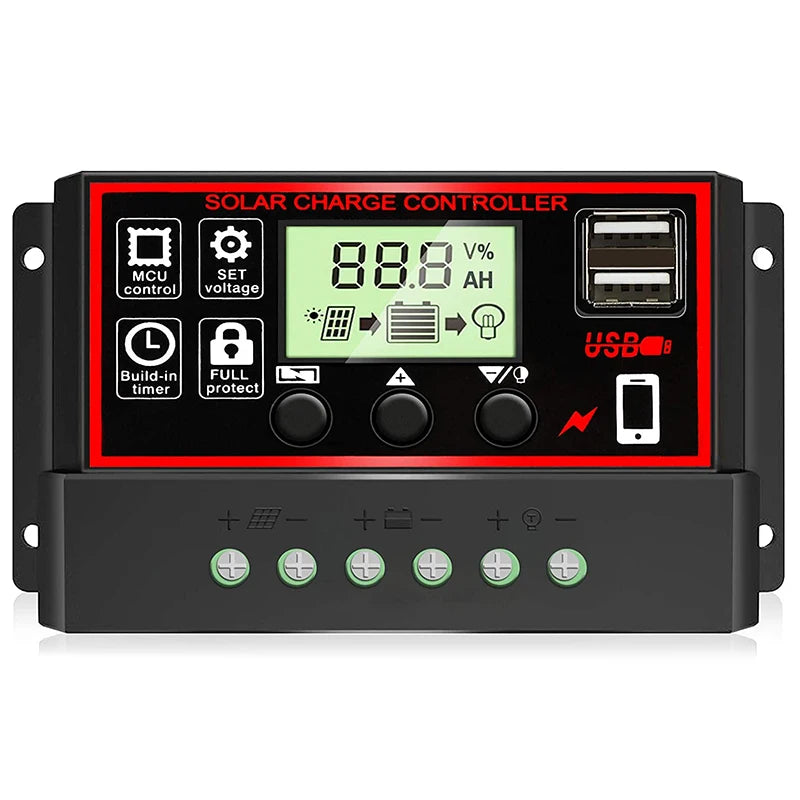 Solar Panel Set 100W Kit Controller Portable USB Generator System 12V 24V Electric Energy Power Charger Camping Board 10/20/30A Zpaxo