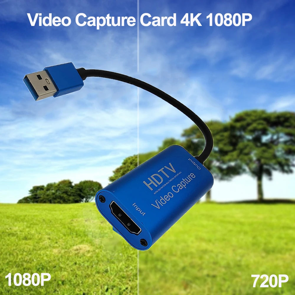 Video Capture Card USB 3.0 1080P 4K HDMI-Compatible Video Grabber Record Box For PC Game Camera Recording Live Streaming Zpaxo