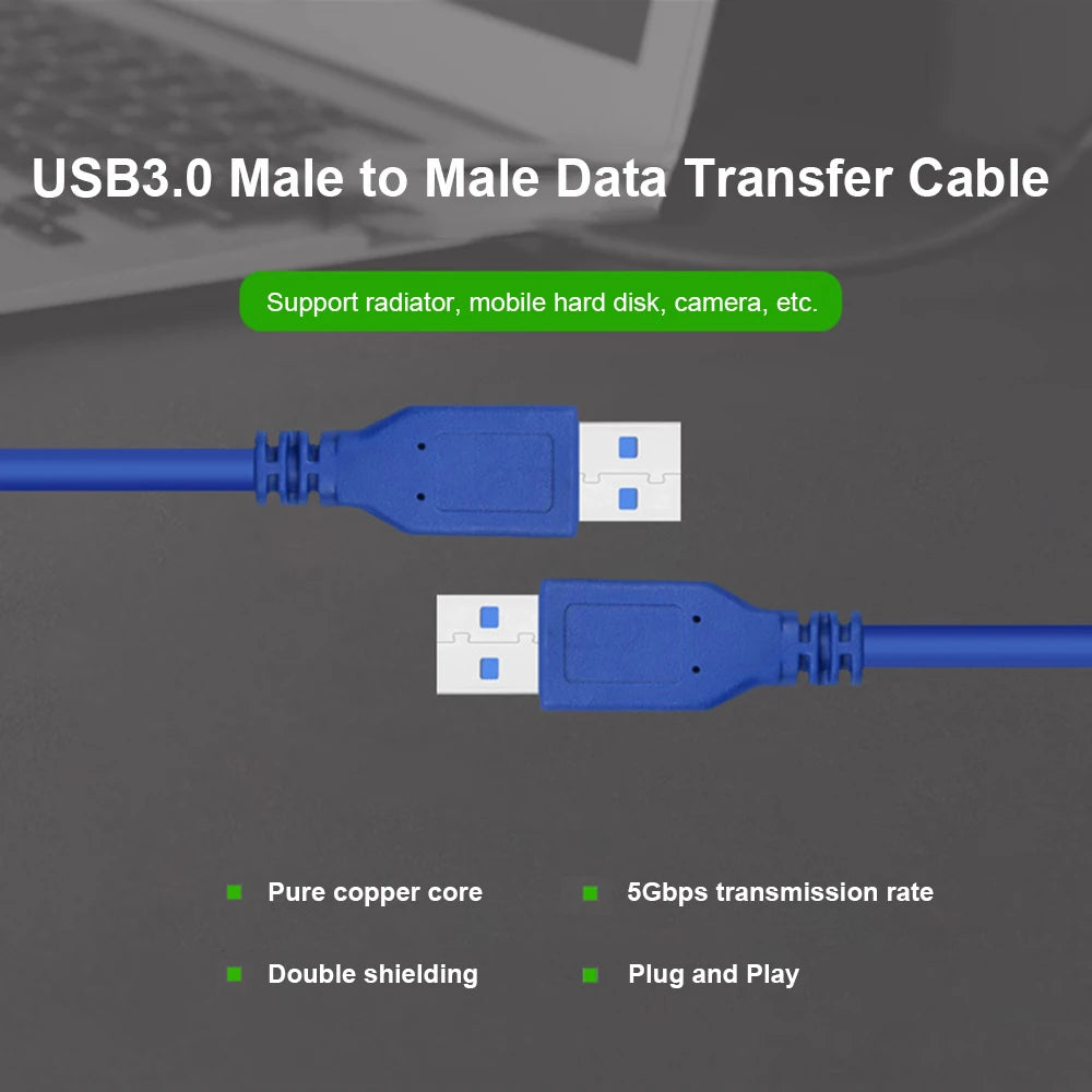 USB3. 0 Male To Male Copper Core Data Cable 5Gbps Fast Transmission High-speed Mobile Hard Disk Radiator Set-top Box Data Cable Zpaxo