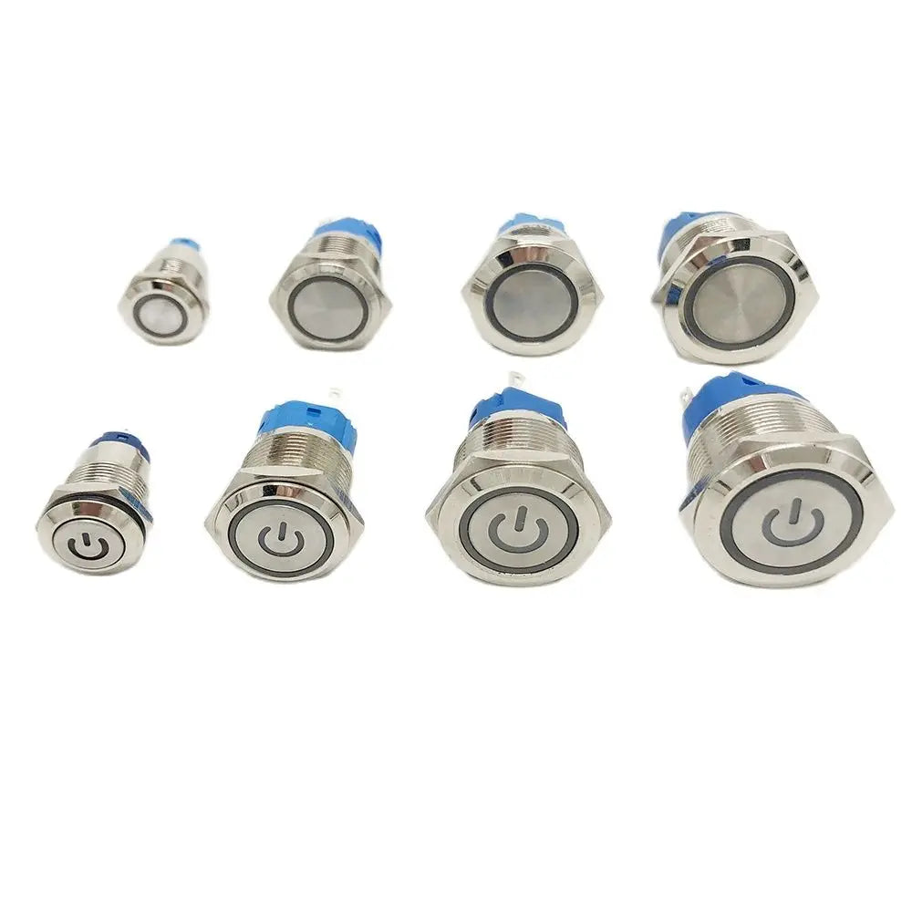 Metal Push Button Switch Momentary/Latching Led Backlit 5/12/24/220V With Fixation Power Start Stop Turns On/Off Diy Electronic Zpaxo