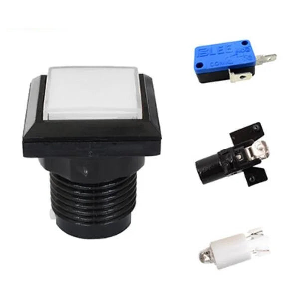 Arcade Square Push Buttons Illumilated 12V LED Light Built-in