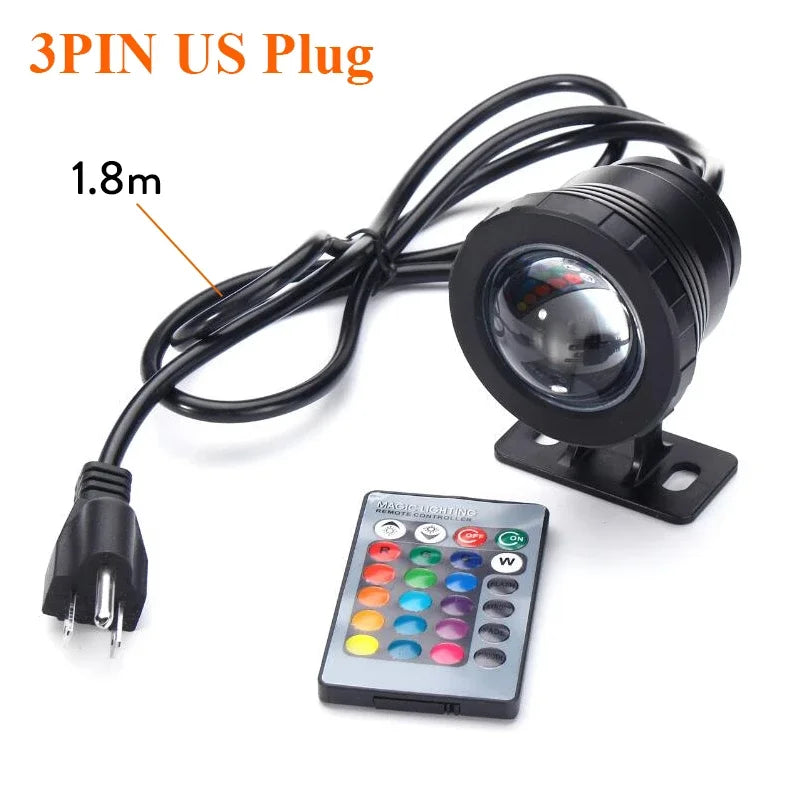 Underwater LED Pool Lights Outdoor Garden Waterproof 10W 20W AC 110V Zpaxo Black-US Plug China Mainland 10W