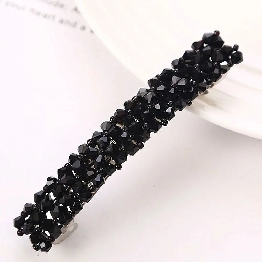 Fashion Elegant Crystal Diamond Hair Clips Women Girls Geometric Zpaxo black