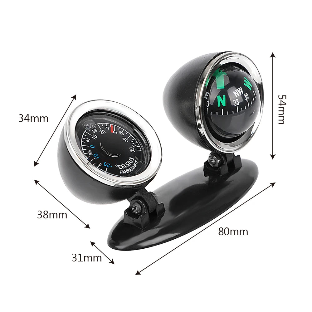Car Ornaments Compass Thermometer Guide Ball Dashboard Meters Gauge Decorative Truck Automobile Accessories Interior Decoration Zpaxo
