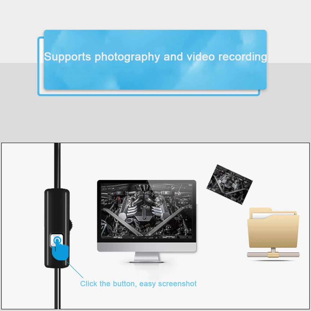 1M USB TypeC Pipe Inspection Camera Borescope 7mm HD Type-C Flexible Snake 6LED USB Soft Wire Cable for Android Endoscope Camera Zpaxo