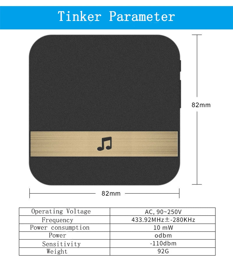 AC 90-260V Smart Indoor Doorbell Chime Wireless 300M Door Bell US EU Plug App Control For EKEN V5 V6 V7 M3 Zpaxo
