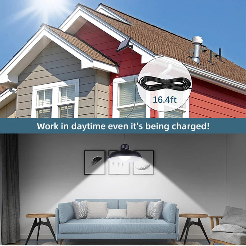 Bright Solar Pendant Lights Outdoor Household Shed Light Remote Timer Zpaxo