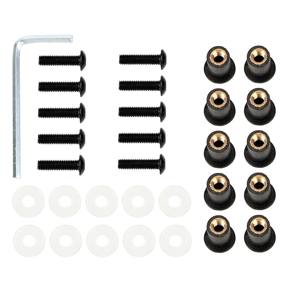 Fairing Screen Fasterners Windscreen Nut Bolt Washer Screw 10Pcs/set Universal Motorbike Windshield Fasterner Kit M5 x 15mm Zpaxo