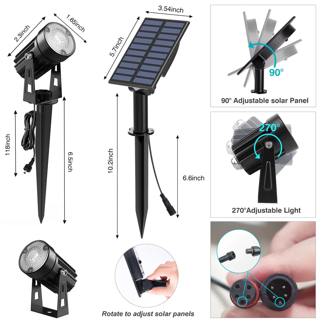 Solar LED Spotlighting Outdoor Waterproof Powered Path Lawn RGB Lamp Zpaxo