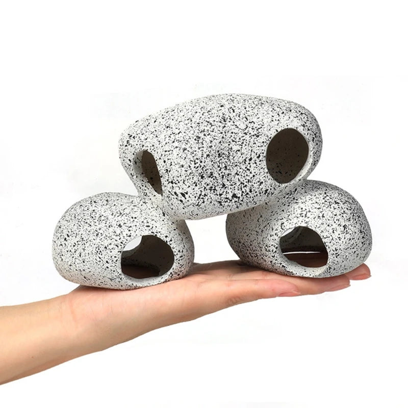 Aquarium Rock Cave Fish Tank Pond Hideaway for Shrimp Cichlid Hiding Breeding Spawning Hideout Decor Fish Tank Stone Ornament Zpaxo