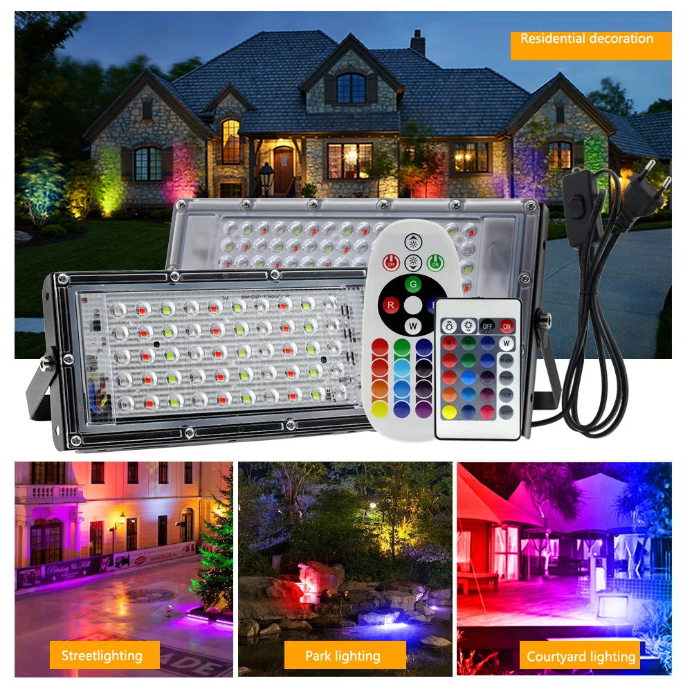 LED Flood Lights Outdoor Waterproof 50W 100W 150W 220V Remote Zpaxo