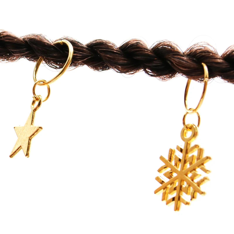 5pcs/Pack Stars Ring Charms Shell Hair Braid Dread Dreadlock Beads Clips Cuffs Rings Jewelry Dreadlock Clasps Accessories Tools Zpaxo