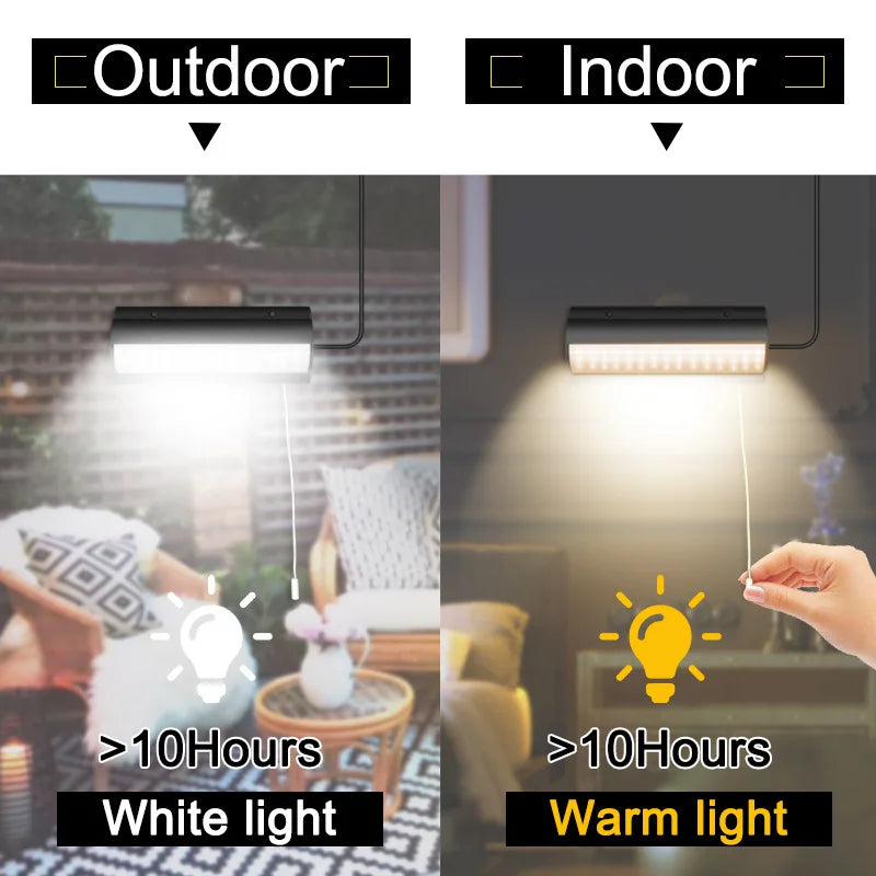 Double Head Solar Pendant Lights Outdoor Indoor Waterproof 60LED Lamp Zpaxo