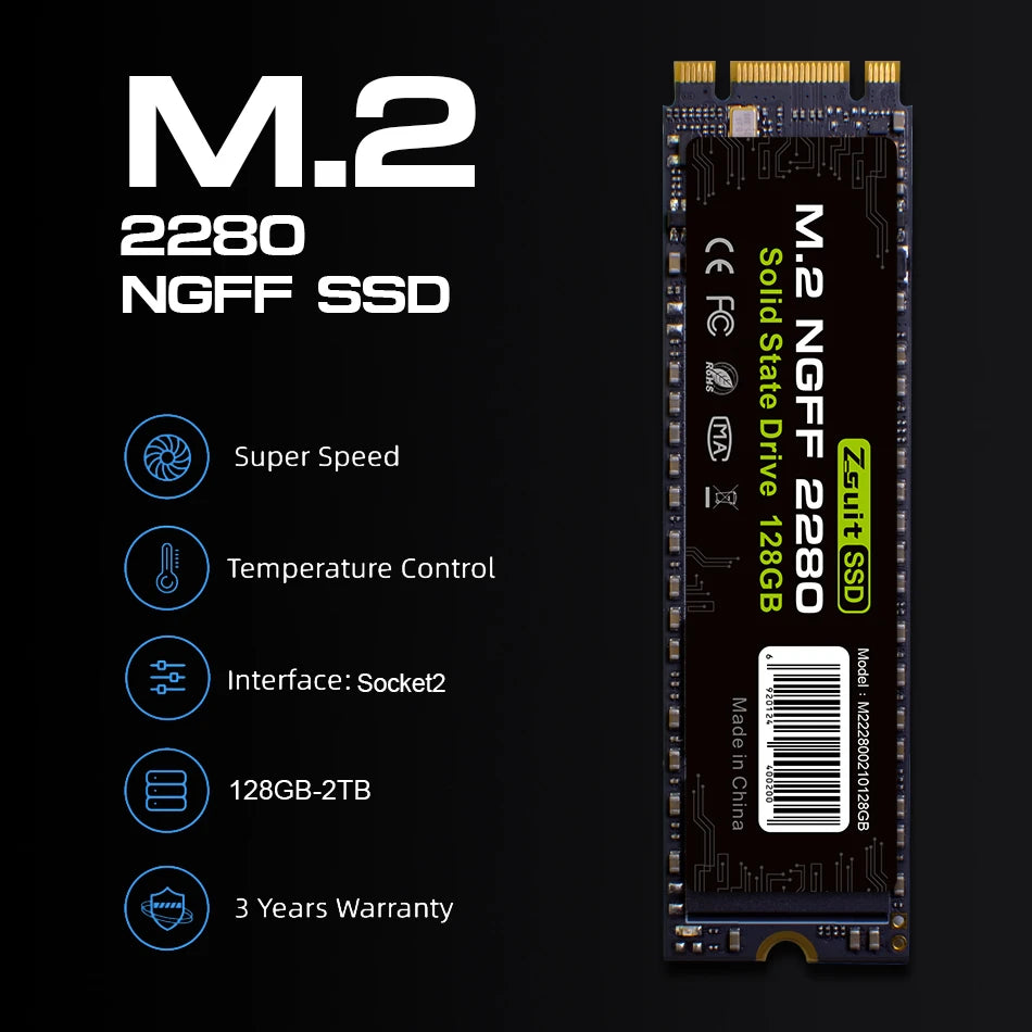 Zsuit SSD SATA M2 128GB 256GB 512GB 1TB Solid State Drive 500GB 1 TB M.2 NGFF 2280 Internal Hard Disk HDD for Desktop Laptop Zpaxo